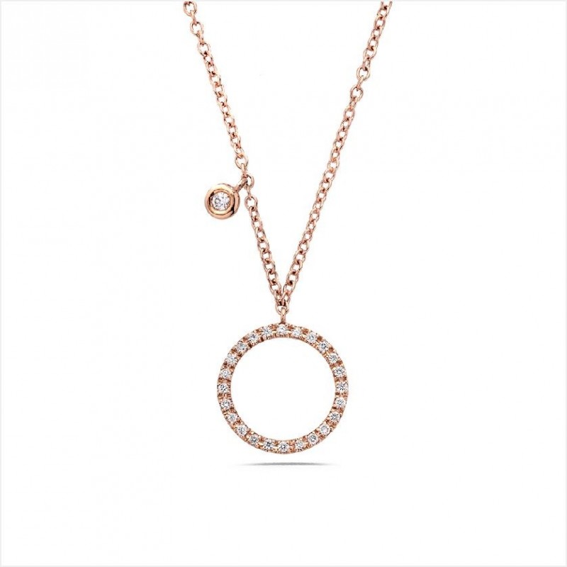 Collier Collection " La Délicatesse"en Or Rose avec Cercle Diamants 0.10ct