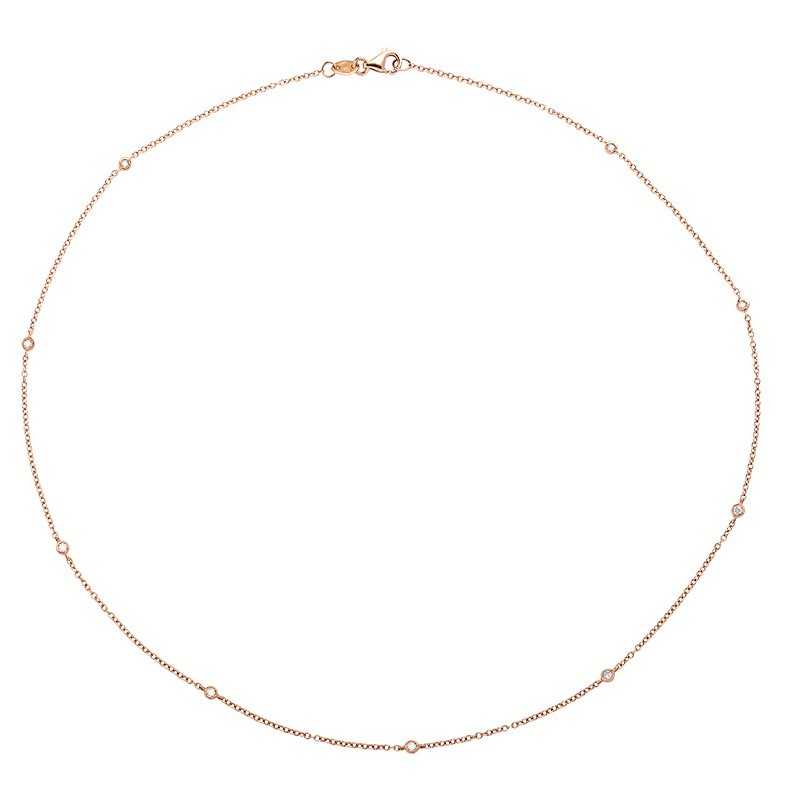 Collier Collection "La Délicatesse"en Or Rose avec Diamants 0.19ct