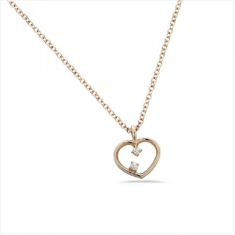 Collier Collection "La Délicatesse"en Or Rose Motif Coeur Diamant 0.03ct