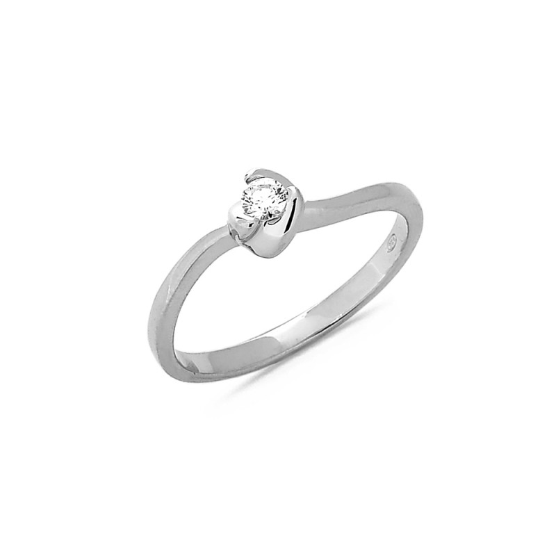 Bague Solitaire Diamant 0.09ct en Argent - Taille disponible : 54