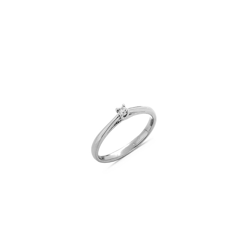 Bague Solitaire Diamant 0.03ct sur Argent Serti Griffes - Taille disponible : 53