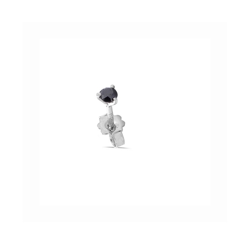Boucle d'Oreille unique Diamant noir 0.14ct en Or blanc