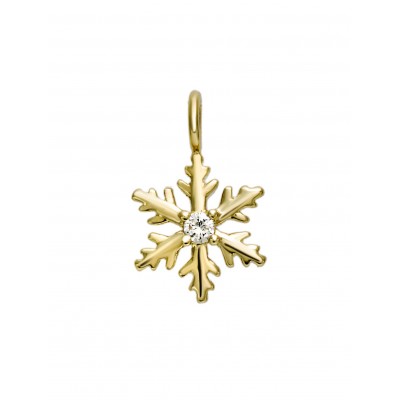 Pendentif flocon or jaune diamant sur chaine venitie nne