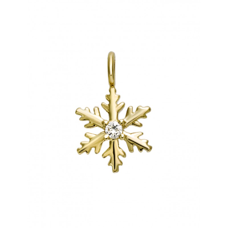 Pendentif flocon or jaune diamant sur chaine venitie nne