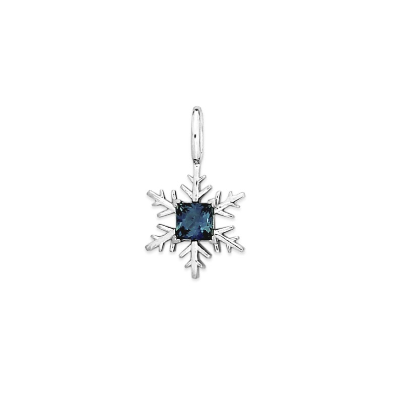 Pendentif Flocon de Neige avec Topaze Blue London 0.33ct 4mm en Or Blanc