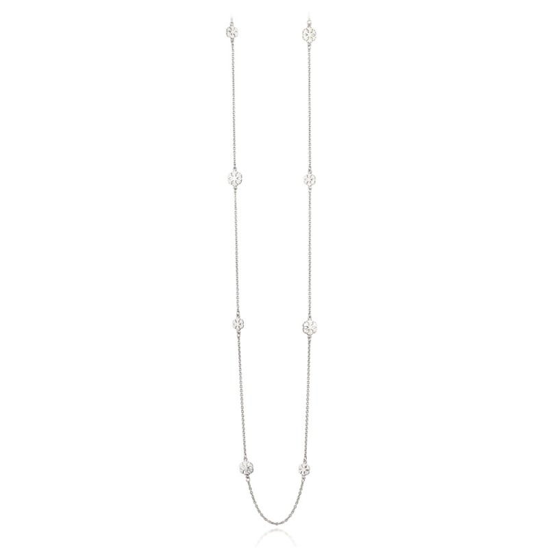 Sautoir 8 Flocons d'Amour 8mm et 10mm en Argent 70cm