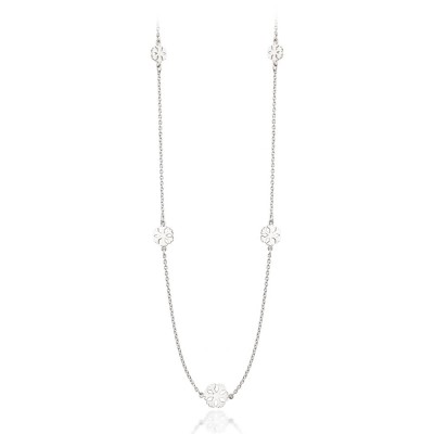 Collier 5 Flocons d'Amour 8mm, 10mm et 12mm en Argent 45cm