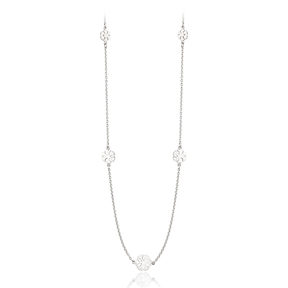 Collier 5 Flocons d'Amour 8mm, 10mm et 12mm en Argent 45cm