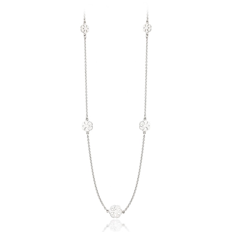 Collier 5 Flocons d'Amour 8mm, 10mm et 12mm en Argent 45cm