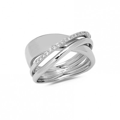 Bague Olympe Or Blanc Diamants 0.15ct Multi Fils - Taille disponible : 55
