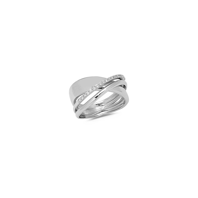 Bague Olympe Or Blanc Diamants 0.15ct Multi Fils - Taille disponible : 55