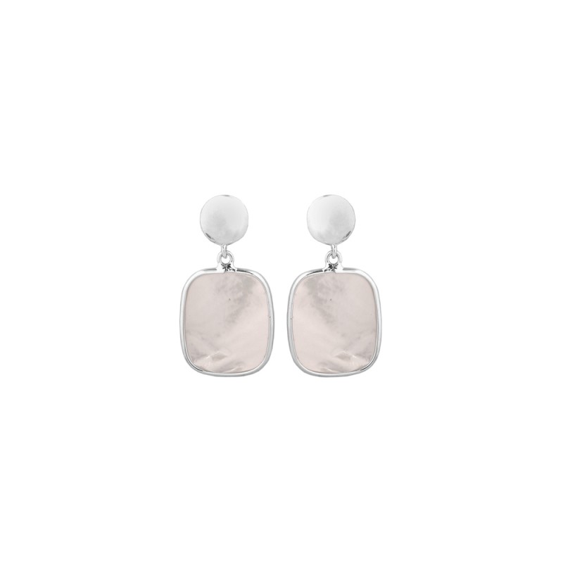 Boucles D'oreilles Longues Pendantes Argent Nacre - Percées - Occasion Parfait état