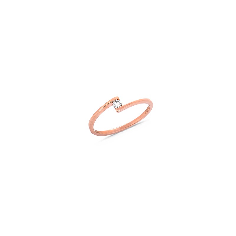 Bague Solitaire Diamant 0.06ct en Or Rose - Taille disponible : 56
