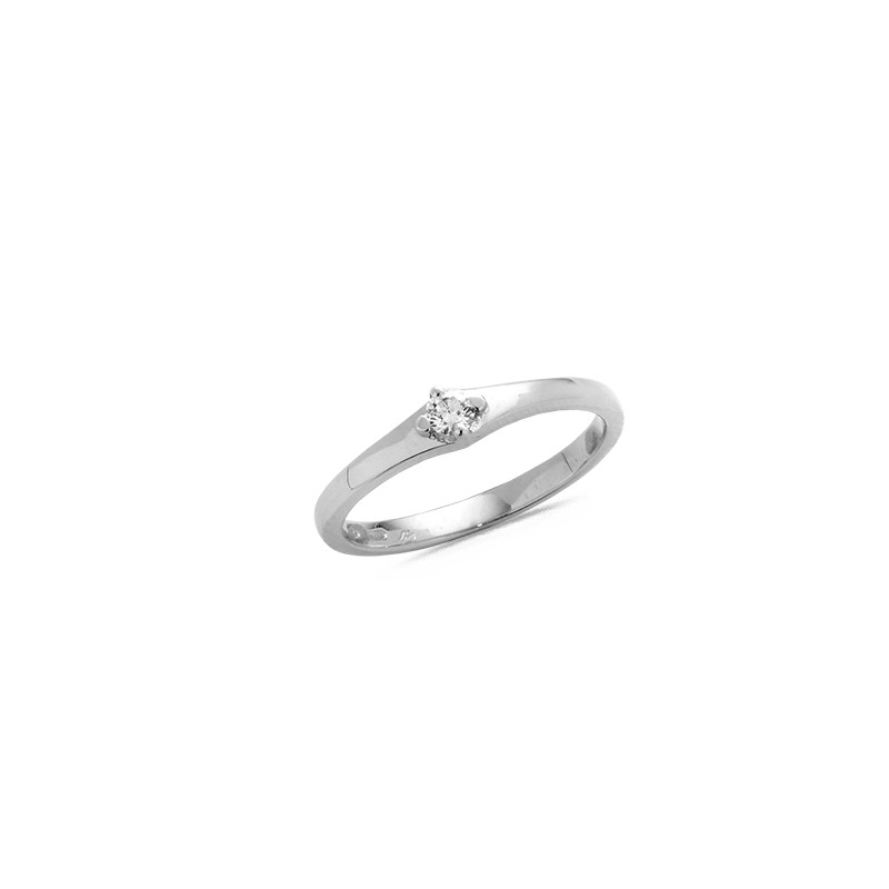 Bague solitaire Diamant 0.09ct en Or blanc - Taille disponible : 54