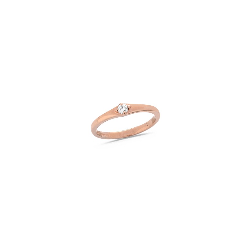 Bague solitaire Diamant en Or rose - Taille disponible : 54