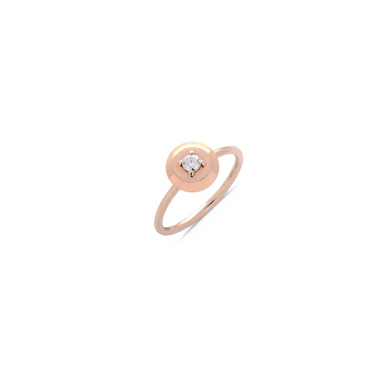 Bague Solitaire Diamant 0.10ct sur Or Rose - Taille disponible : 54