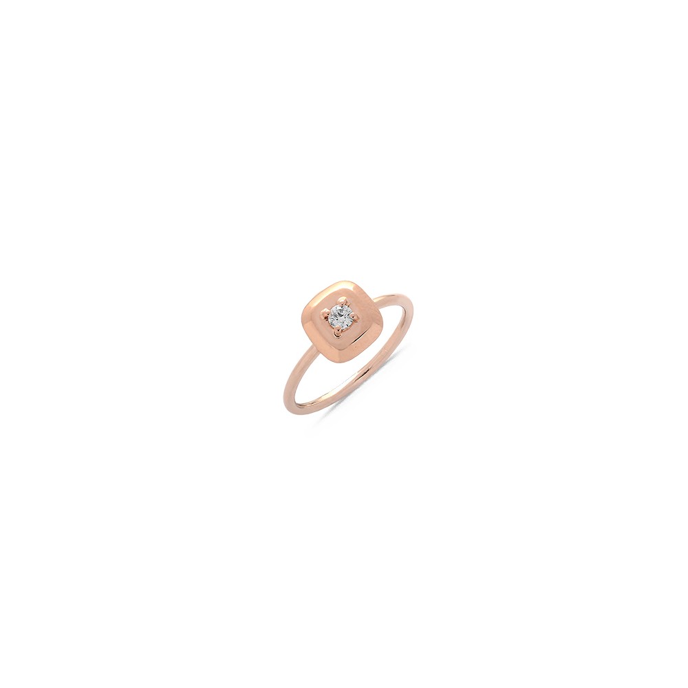 Bague Solitaire Diamant 0.10ct sur Or Rose - Taille disponible : 54