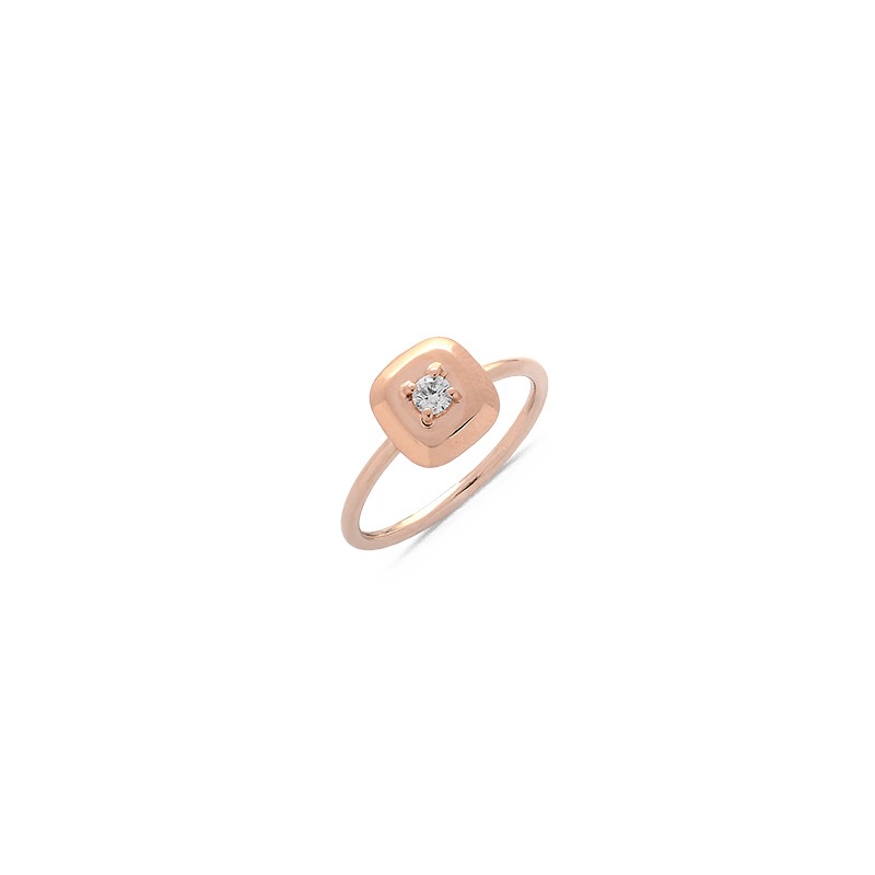 Bague Solitaire Diamant 0.10ct sur Or Rose - Taille disponible : 54