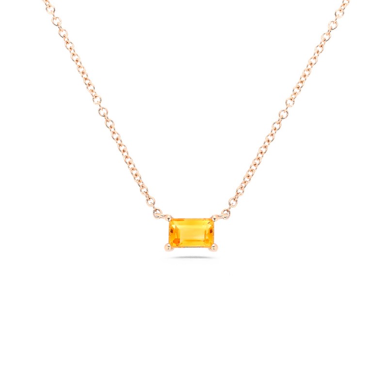 Collier La Délicatesse en Or Rose  750Mill. et Citrine 0.36ct 5x3mm Collier La Délicatesse en Or Rose  750Mill. et Citrine 0.36ct 5x3mm
