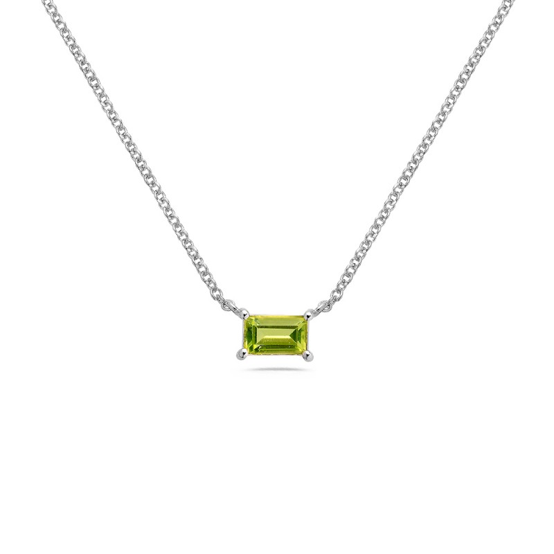 Collier Collection La Délicatesse en Or Blanc 750Mill. et Peridot 5x3mm