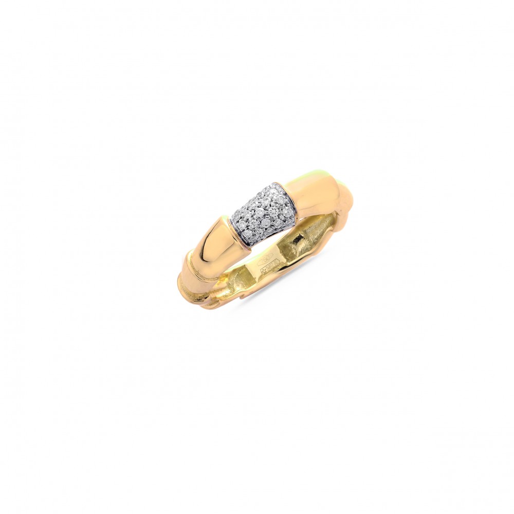 Bague Serpent  en Or Jaune 750 mill. sertie de Diamants 0.25ct.