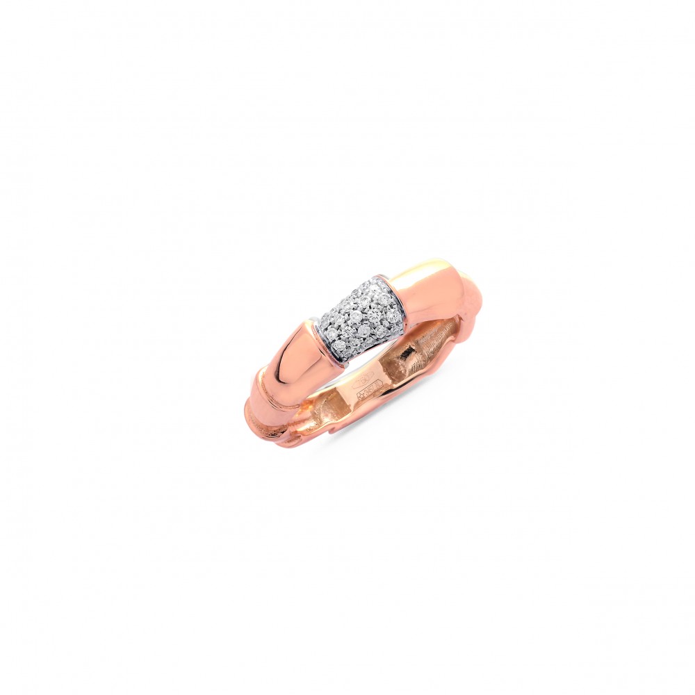 Bague Serpent  en Or Rose 750 mill. sertie de Diamants 0.25ct.