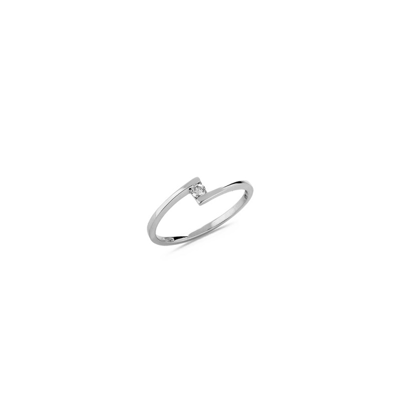 Bague Solitaire Diamant 0.06ct en Or Blanc Doigt 54