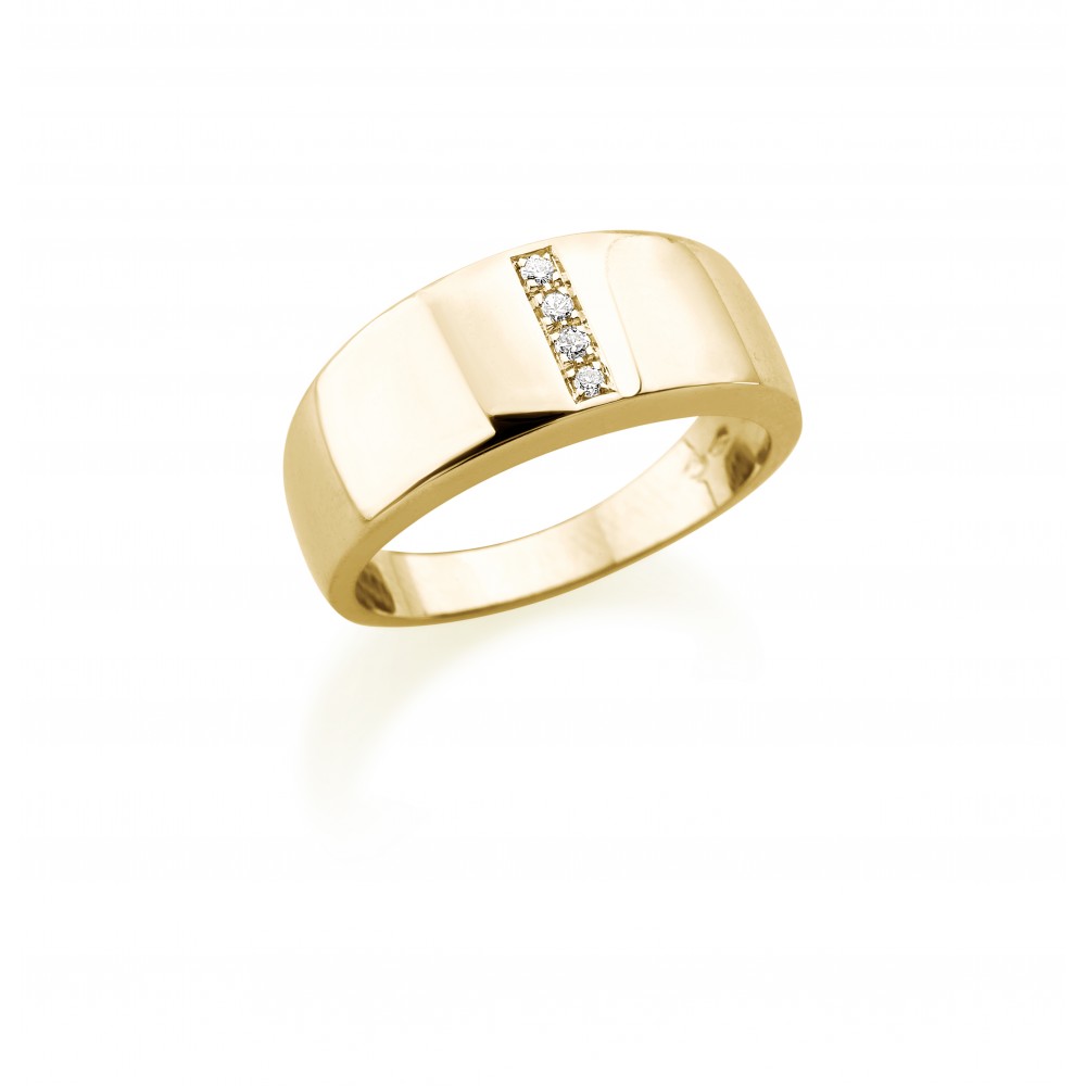 Bague Minimalice en Or Jaune 750 mill. sertie de Diamants 0.04ct