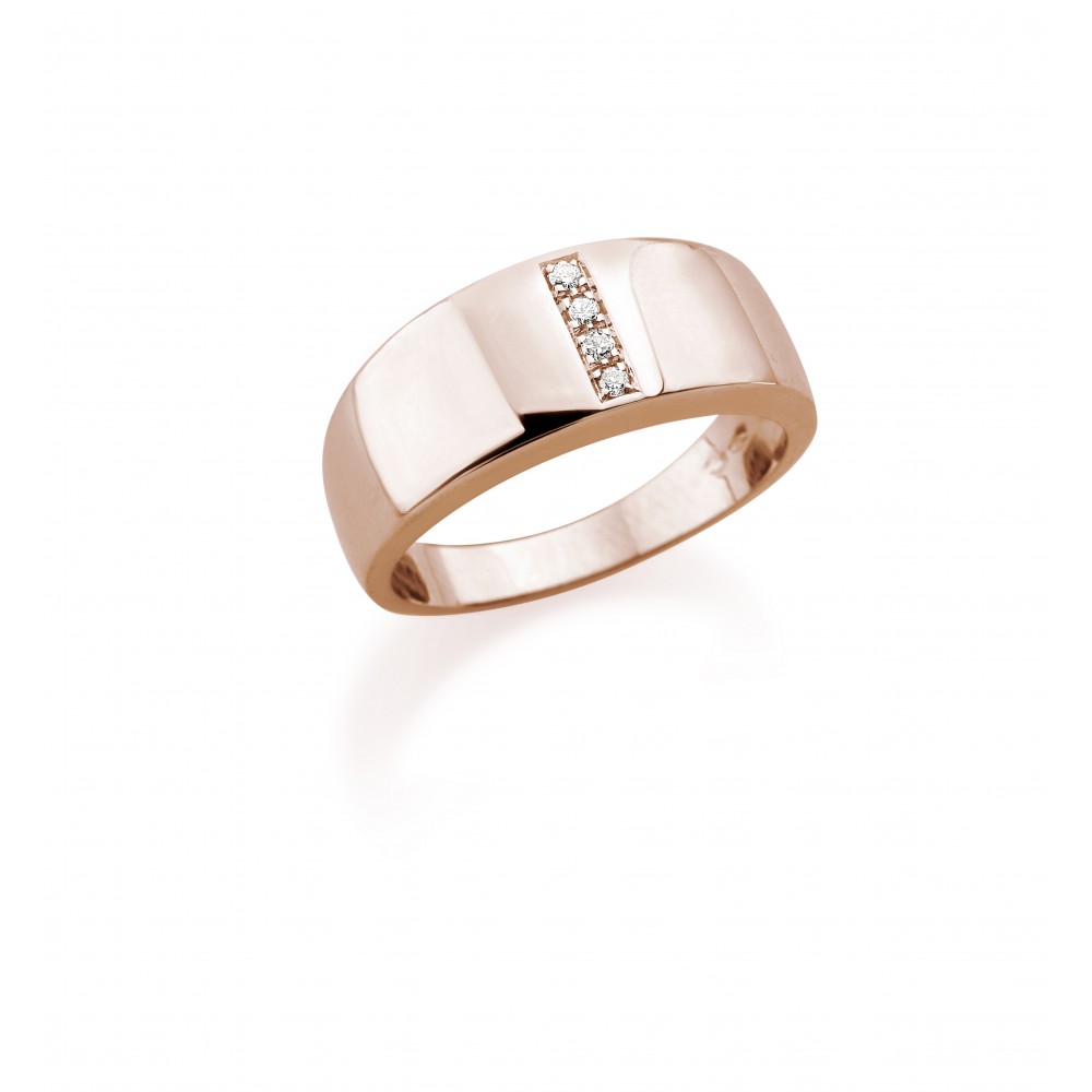 Bague Minimalice en Or Rose 750 mill. sertie de Diamants 0.04ct