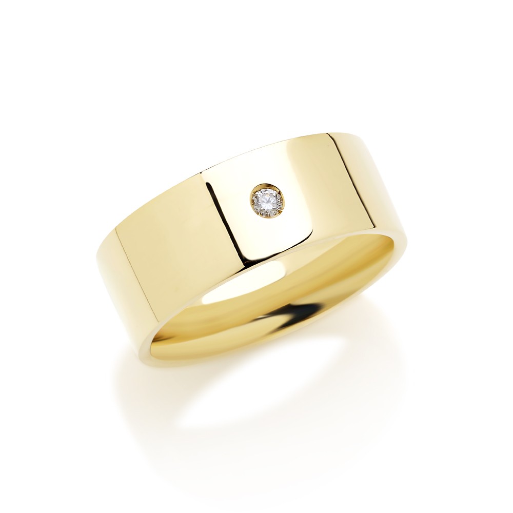 Bague Minimalice en Or Jaune 750 mill. sertie de Diamant 0.04ct