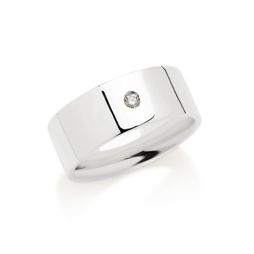 Bague Minimalice en Or Blanc 750 mill. sertie de Diamant 0.04ct