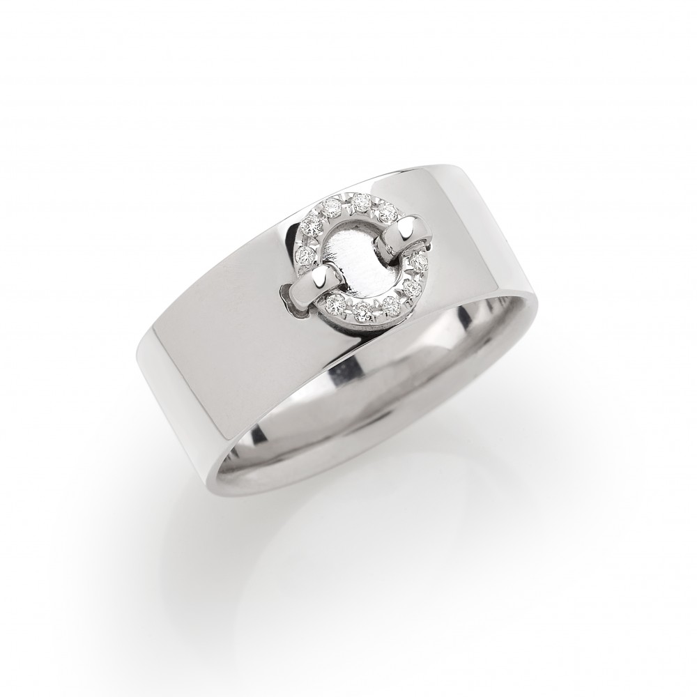 Bague Minimalice en Or Blanc 750 mill. sertie de Diamants 0.05ct