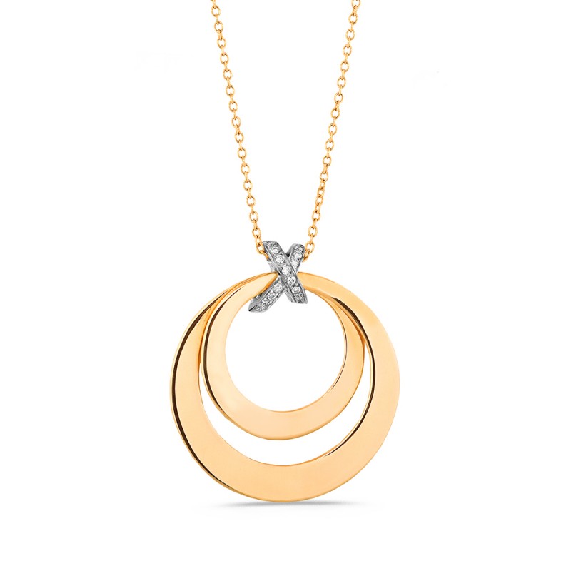 Collier Diamants 0.10ct Multi Cercles En Or Jaune 750 mill.