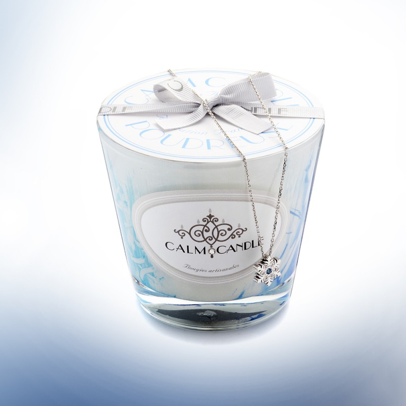 Collier en argent 925 Collection Flocon d'Amour Millésime 2024 diamants et topaze bleue