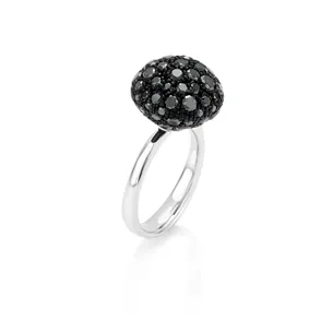 Bague Boule de Neige Diamants Noirs en Or jaune 3.21CT