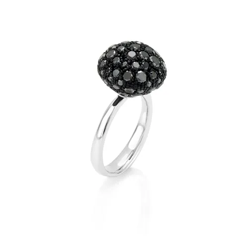 Bague Boule de Neige Diamants Noirs en Or jaune 3.21CT