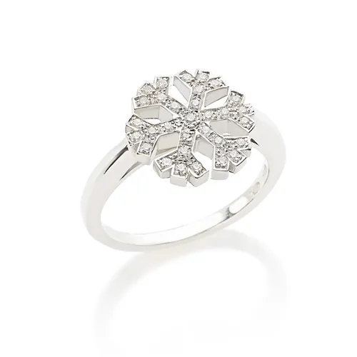 Bague Flocon d'Amour 12mm Oxydes en Argent