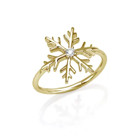 Bague Flocon d Amour Diamant 0.06ct en Or Jaune