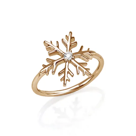 Bague Flocon d Amour Diamant 0.06ct en Or Rose