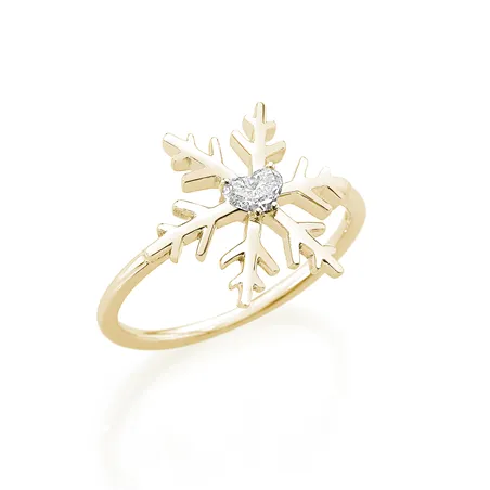 Bague Flocon d'Amour Diamant Cœur 0.15ct or Jaune