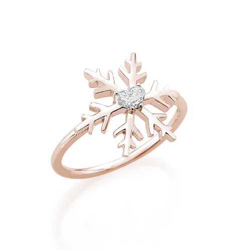 Bague Flocon d'Amour Diamant Cœur 0.15ct or Rose