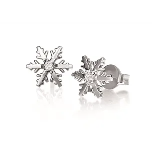 Boucles d'Oreilles Flocon d Amour Diamants 0.06ct en Or blanc