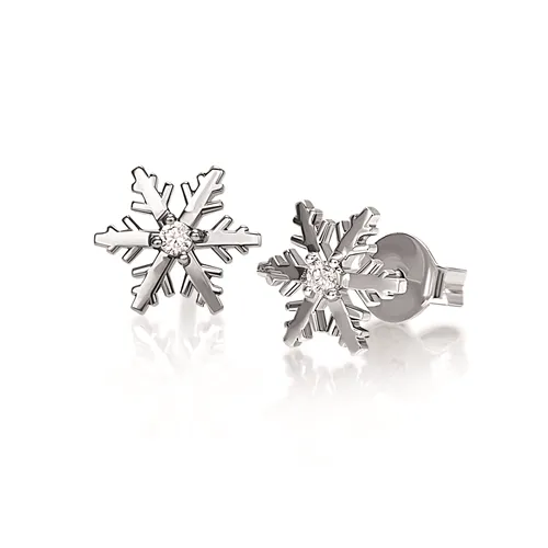 Boucles d'Oreilles Flocon d Amour Diamants 0.06ct en Or blanc