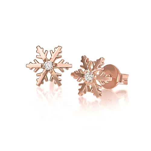 Boucles d'Oreilles Flocon d Amour Diamants 0.06ct en Or rose