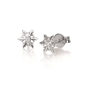 Boucles d'Oreilles Flocon d'Amour Diamant 0.04ct en Or blanc