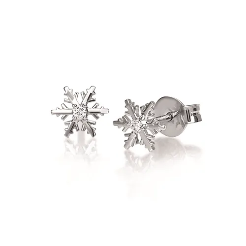 Boucles d'Oreilles Flocon d'Amour Diamant 0.04ct en Or blanc