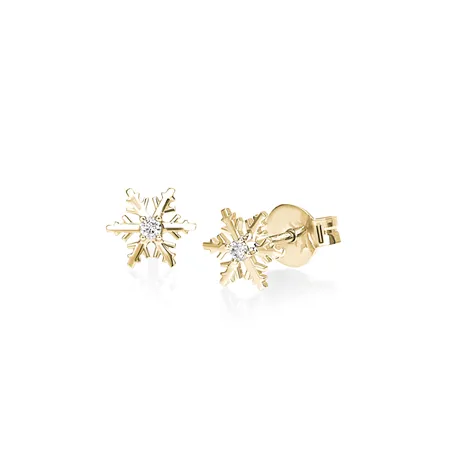 Boucles d'Oreilles Flocon d'Amour Diamant 0.04ct en Or jaune