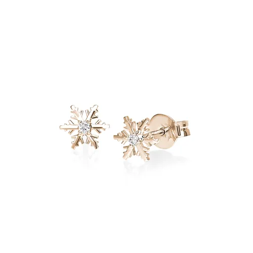 Boucles d'Oreilles Flocon d'Amour Diamant 0.04ct en Or rose