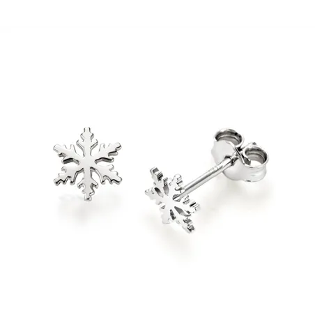 Boucles d'Oreilles Flocon d'Amour en Or blanc