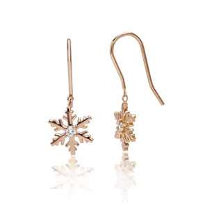 Boucles d'Oreilles pendantes Flocon d'Amour Diamants  0.06ct en Or blanc 2